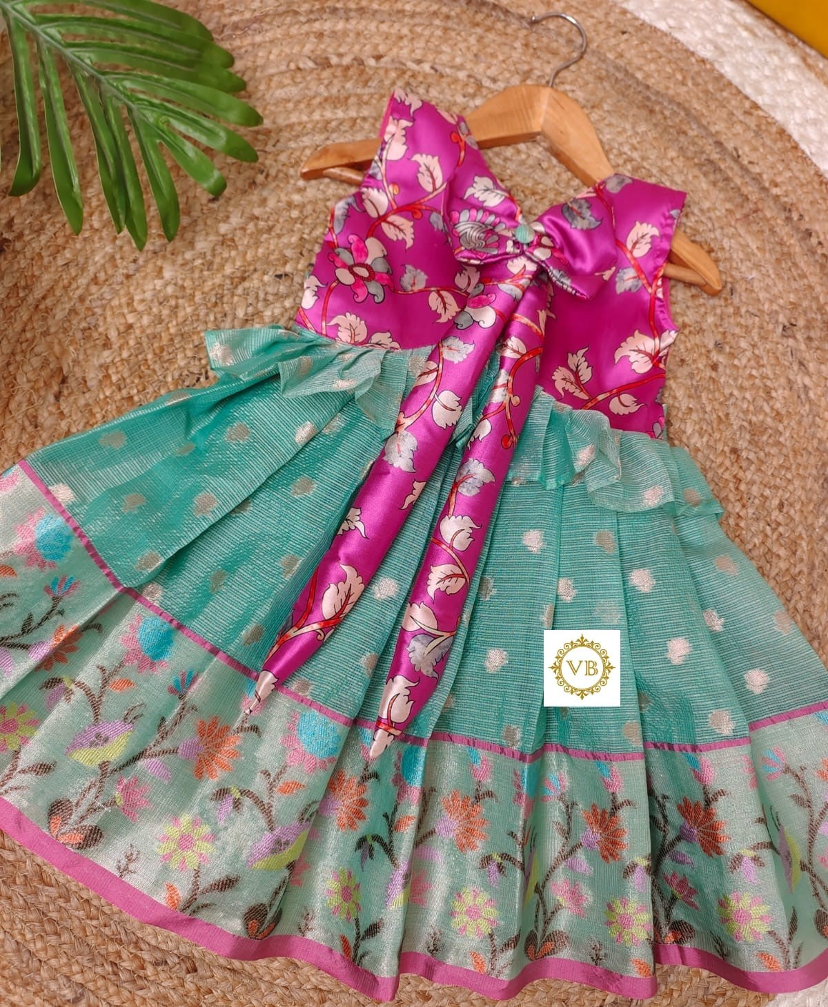Pattu Frock Traditional Dress Design For Baby Girl Kalamkari