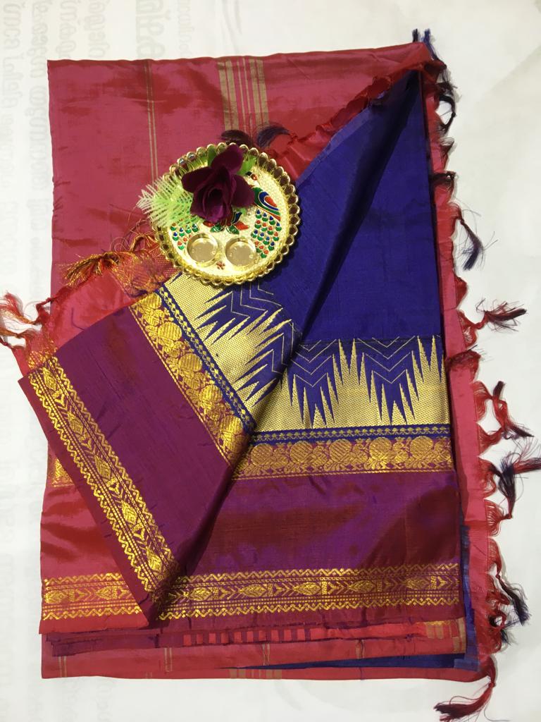 10 yards vaalai pattu korvai tower border saree
