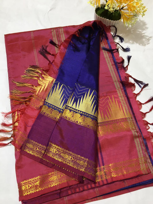 10 yards vaalai pattu korvai tower border saree