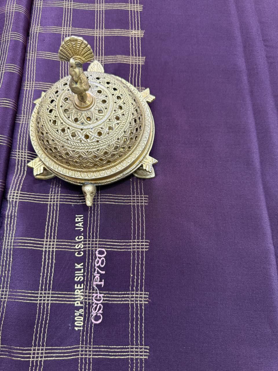 Pure Mysore Silk Vertical Lines Zari Woven Saree