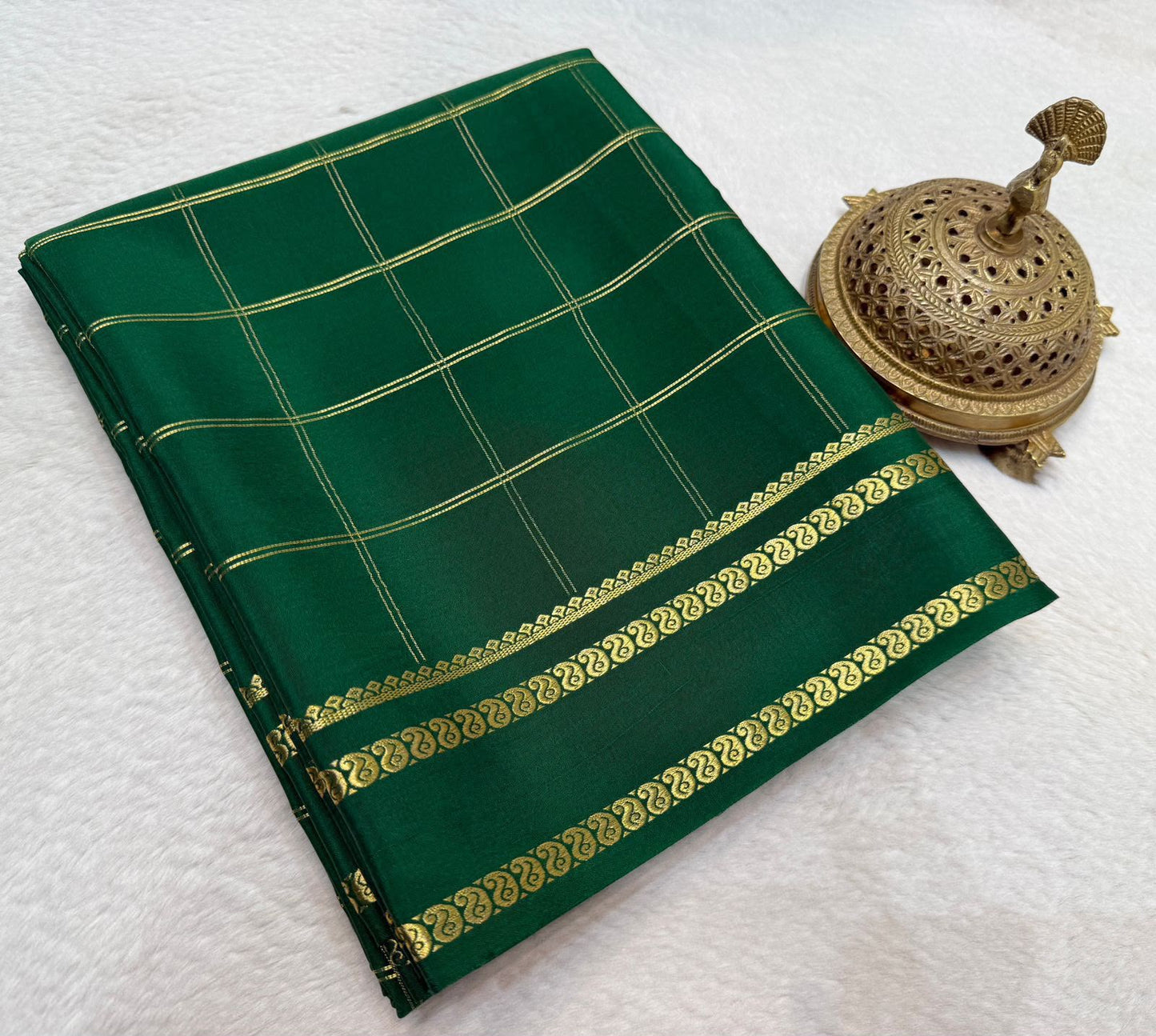 Pure Mysore Silk Saree With Pure Real Gold and Real Silver Zari Work