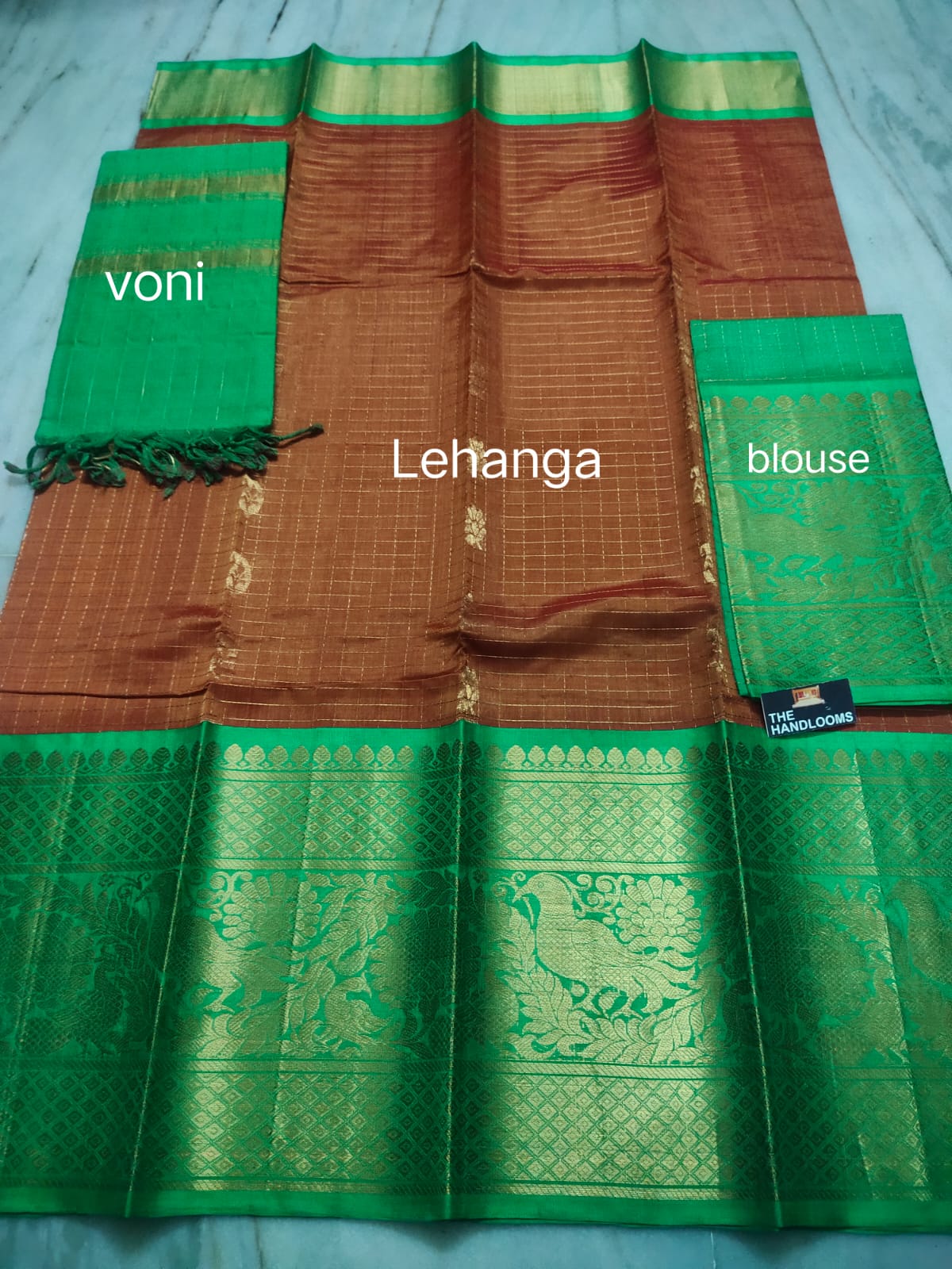 Mangalagiri Pure Handloom Orginal Kuppatam Pattu Silk Cotton Lehenga Material