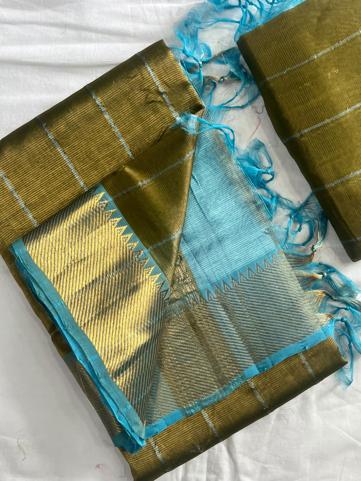 Manglagiri handloom pattu by cotton saree