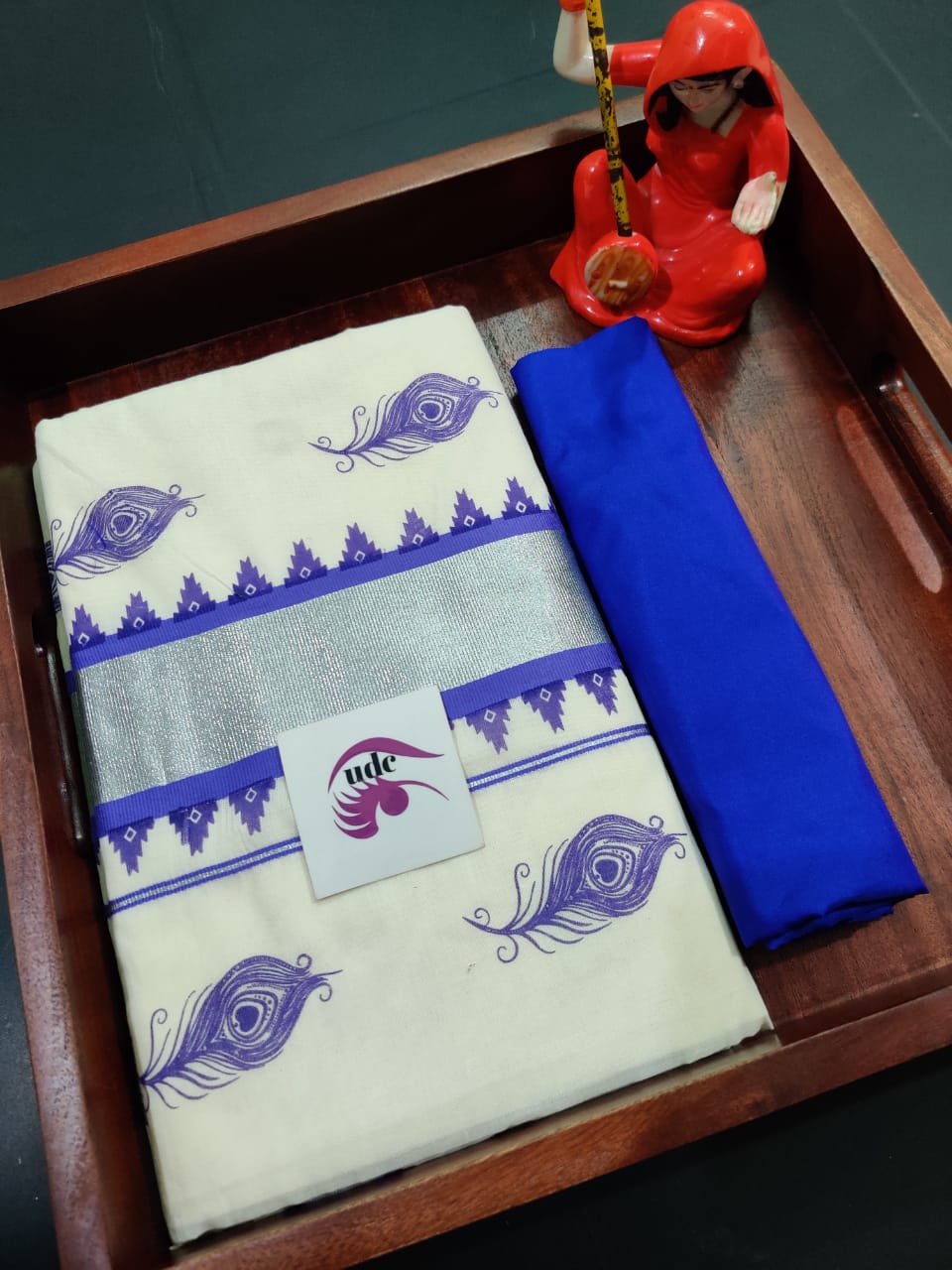 Kerala cotton hand printed work saree