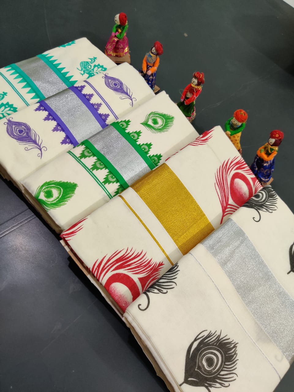 Kerala cotton hand printed work saree