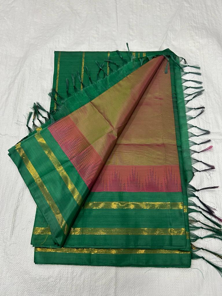 Madisar 10 yards vaalai pattu korvai tower border saree