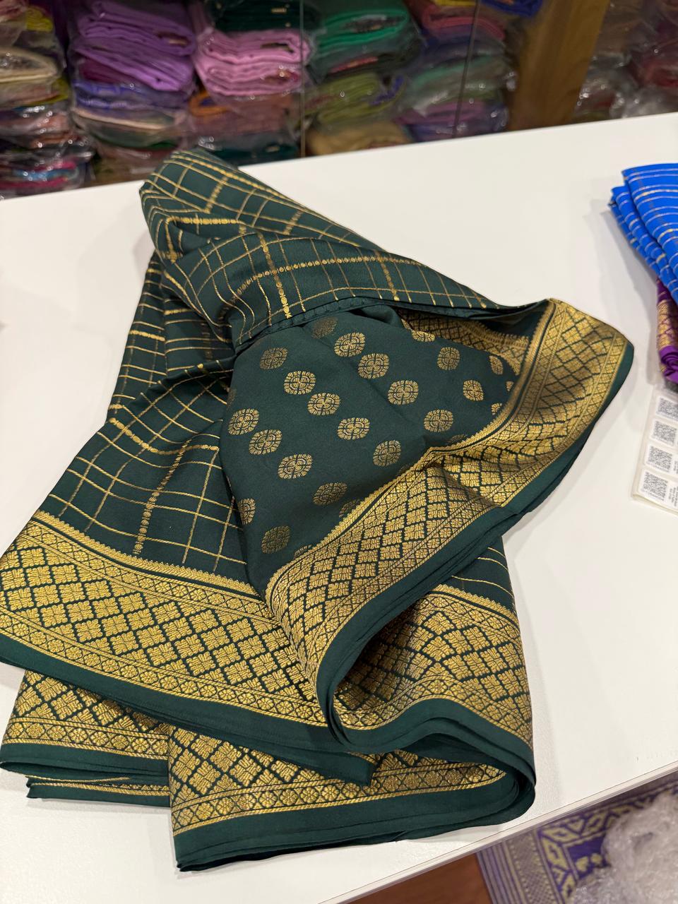 Pure Mysore Silk Checked Saree