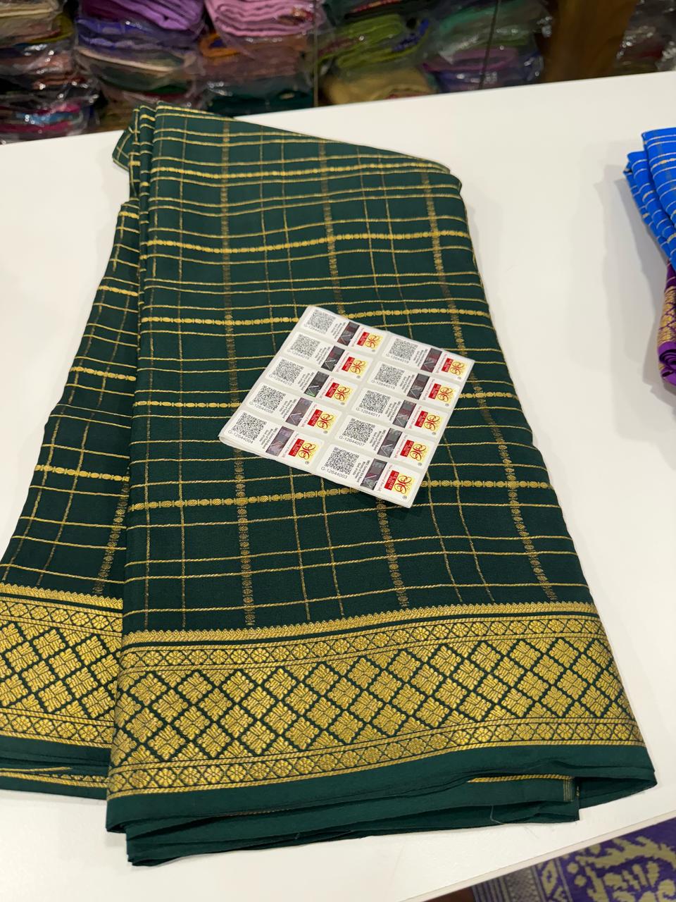Pure Mysore Silk Checked Saree