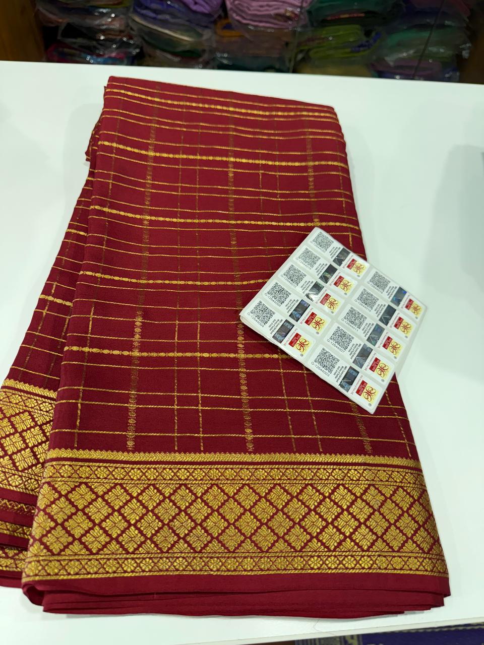 Pure Mysore Silk Checked Saree