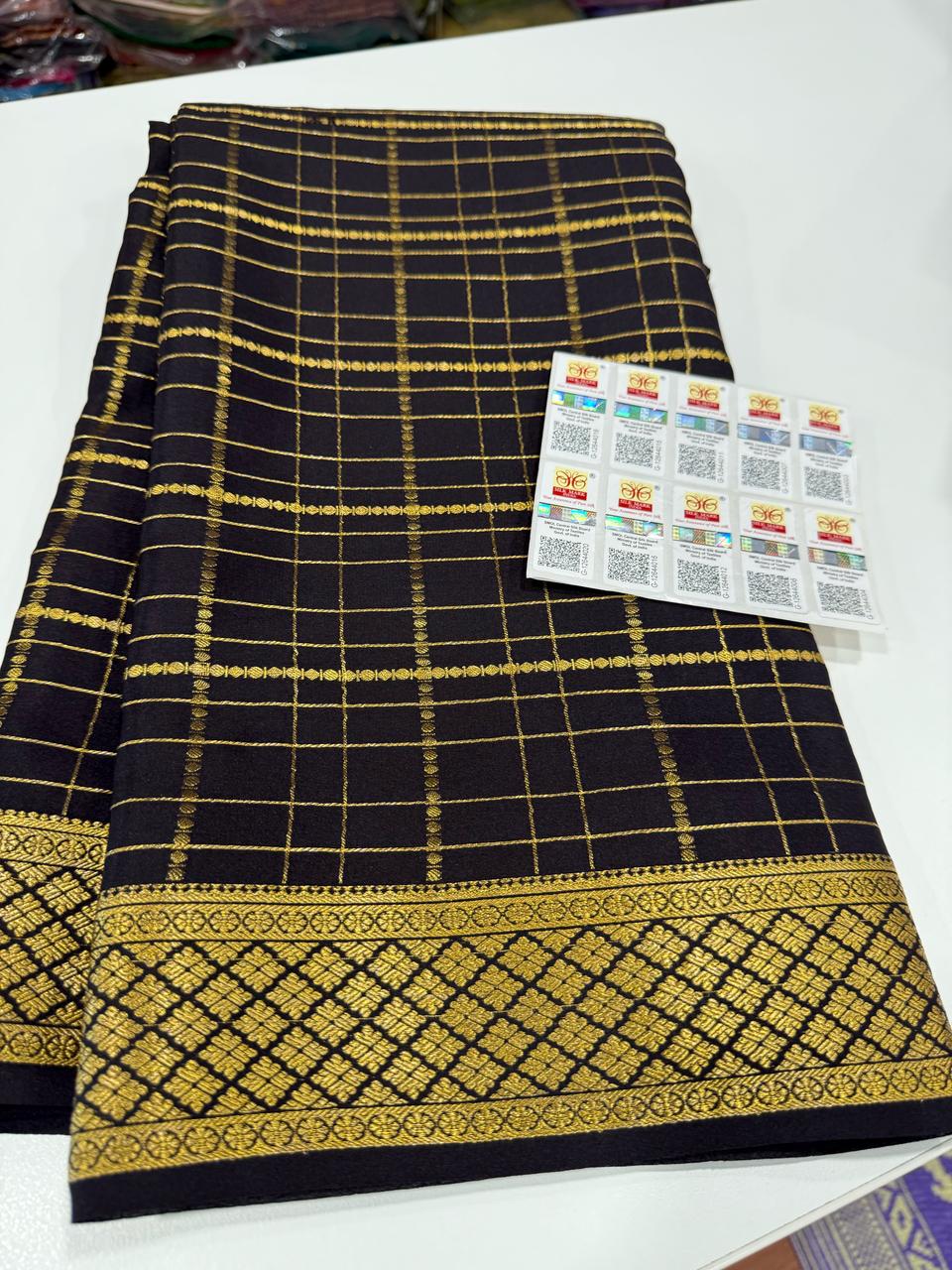 Pure Mysore Silk Checked Saree