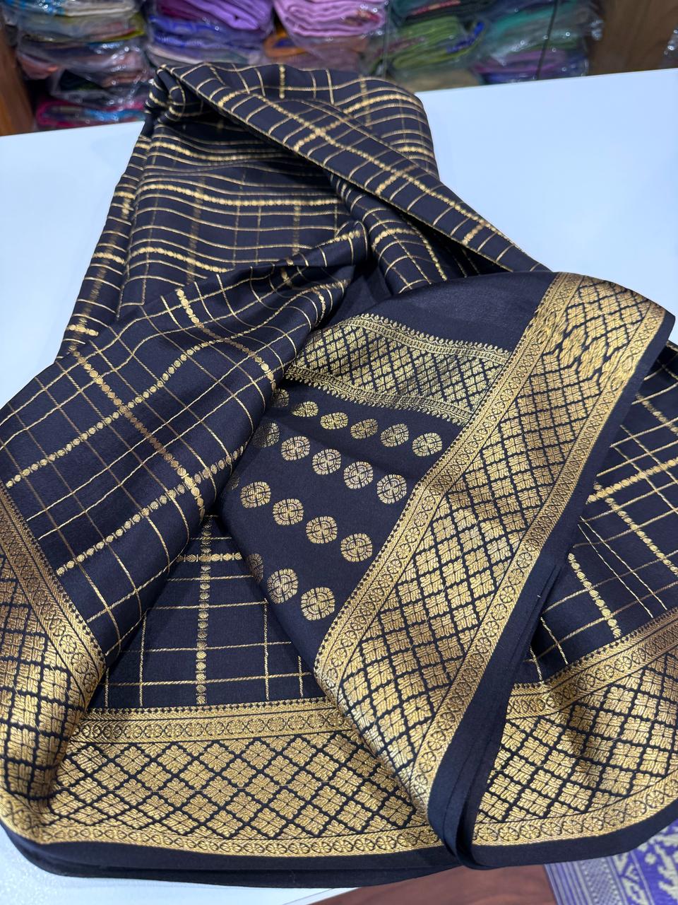 Pure Mysore Silk Checked Saree