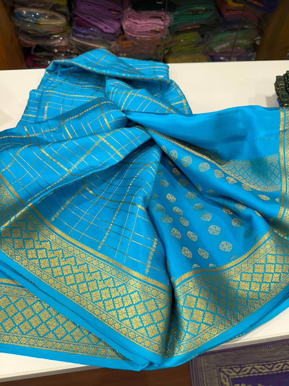 Pure Mysore Silk Checked Saree