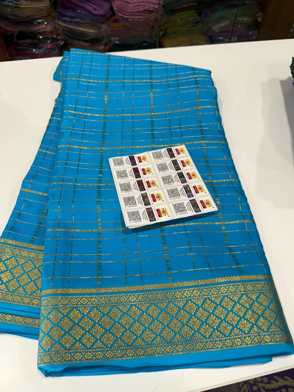 Pure Mysore Silk Checked Saree