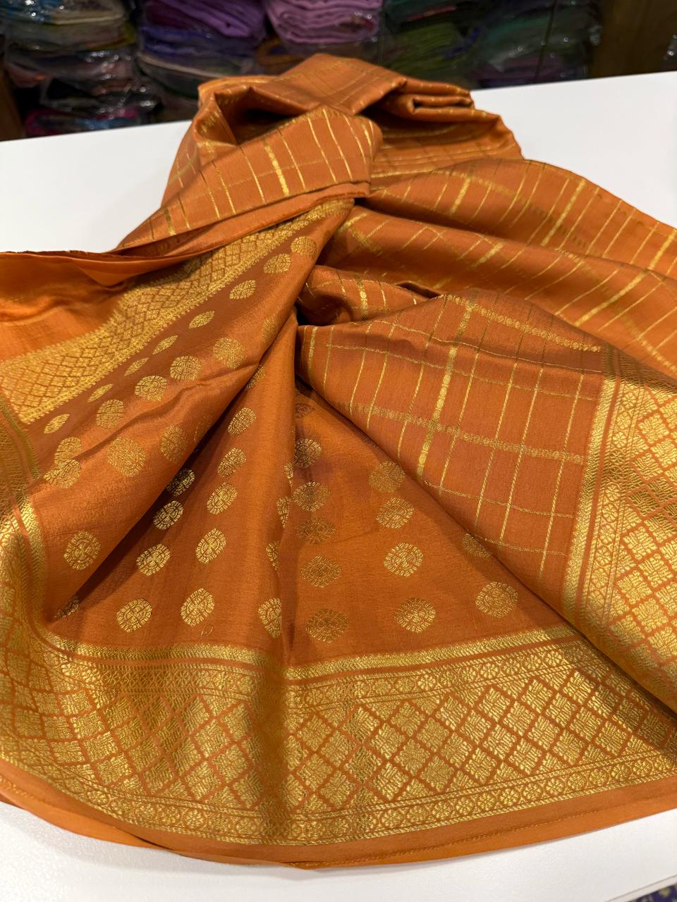 Pure Mysore Silk Checked Saree