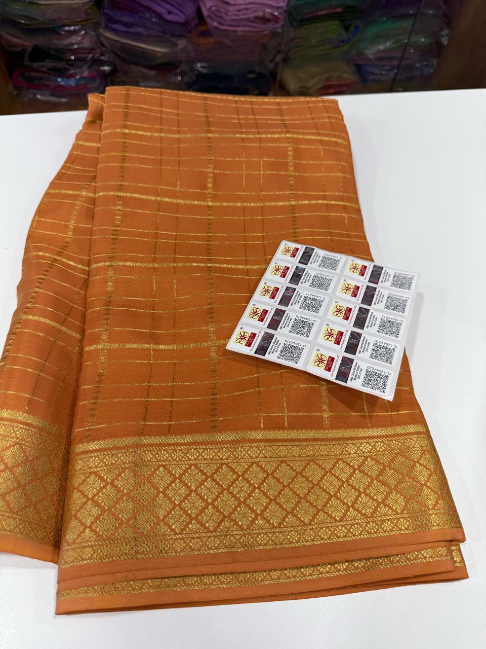 Pure Mysore Silk Checked Saree