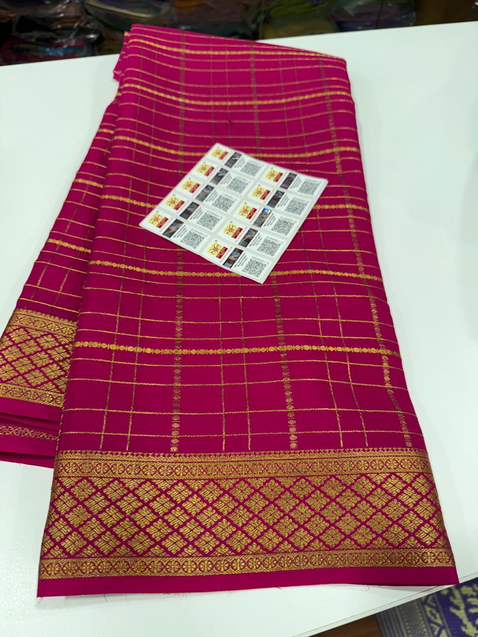 Pure Mysore Silk Checked Saree