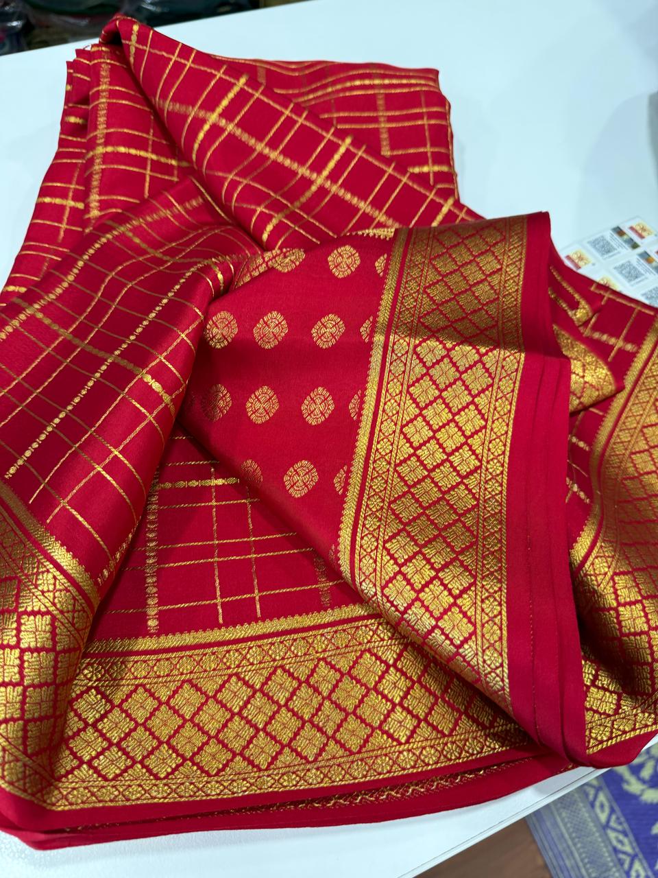 Pure Mysore Silk Checked Saree