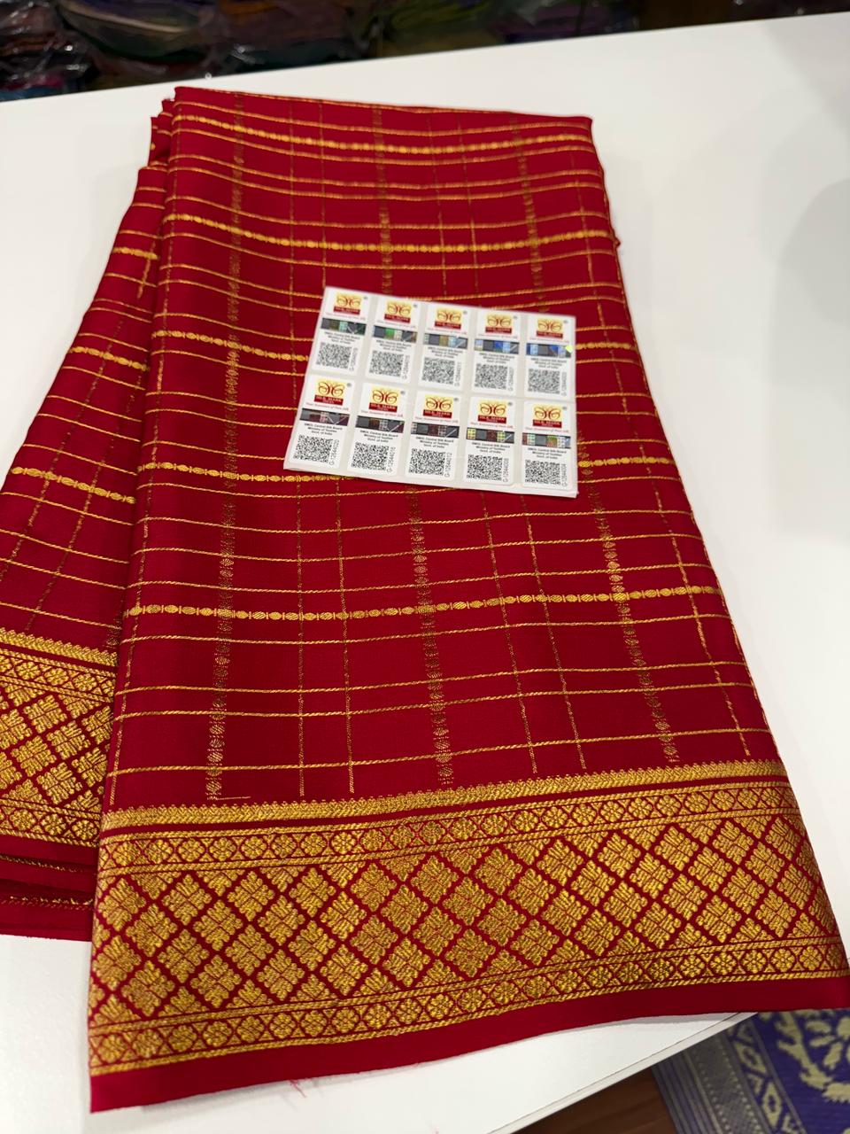 Pure Mysore Silk Checked Saree