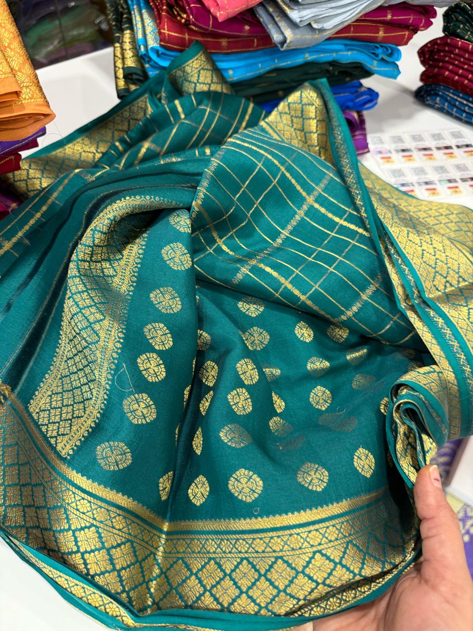 Pure Mysore Silk Checked Saree