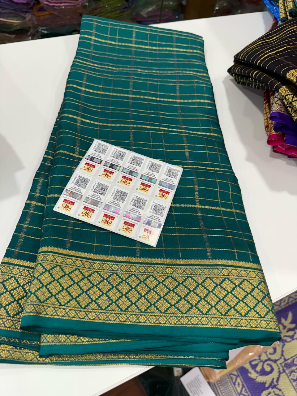 Pure Mysore Silk Checked Saree