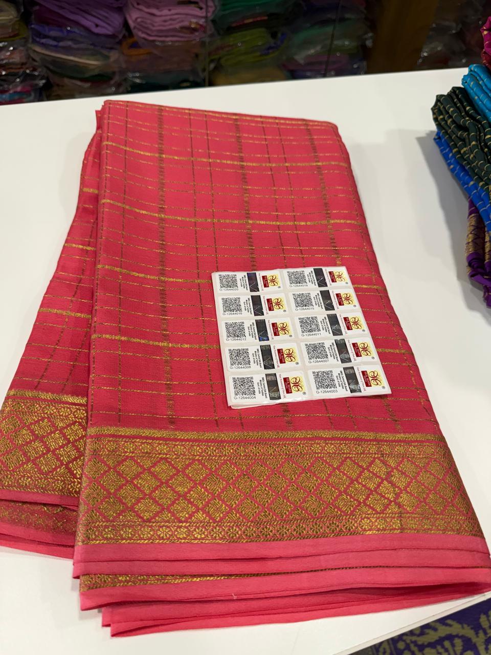Pure Mysore Silk Checked Saree