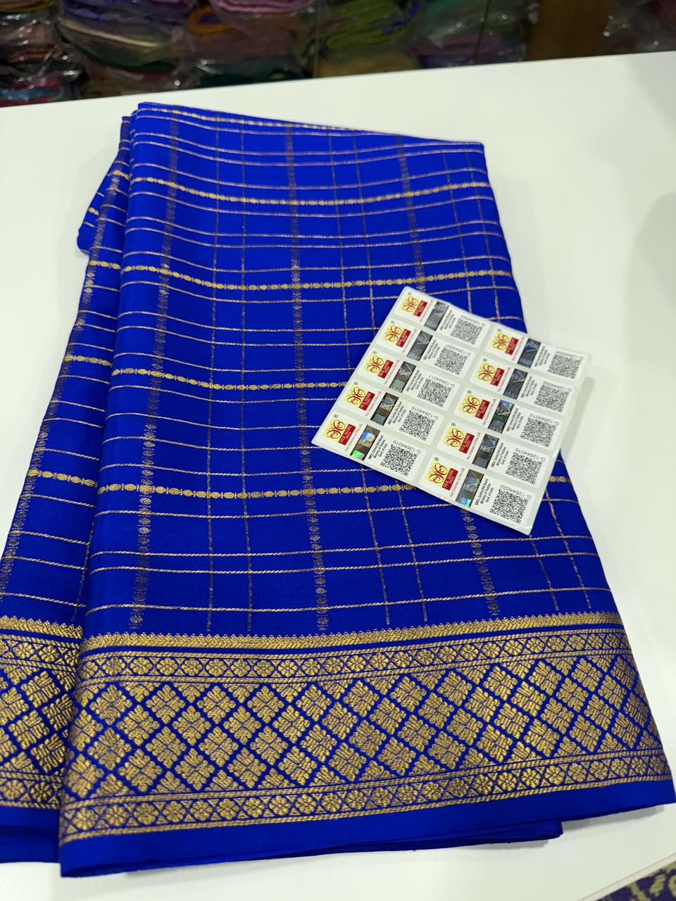 Pure Mysore Silk Checked Saree