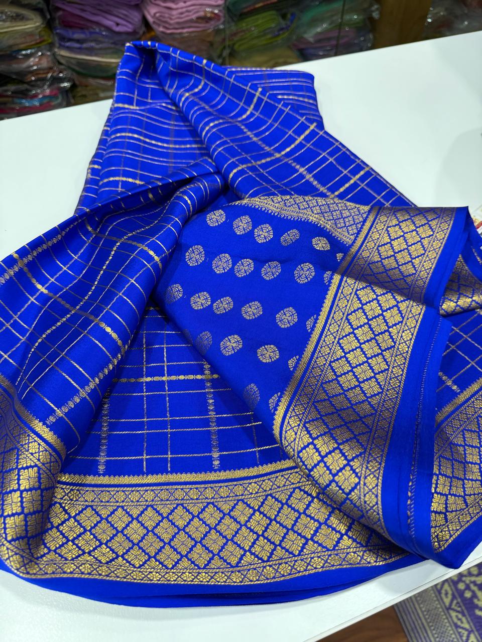 Pure Mysore Silk Checked Saree