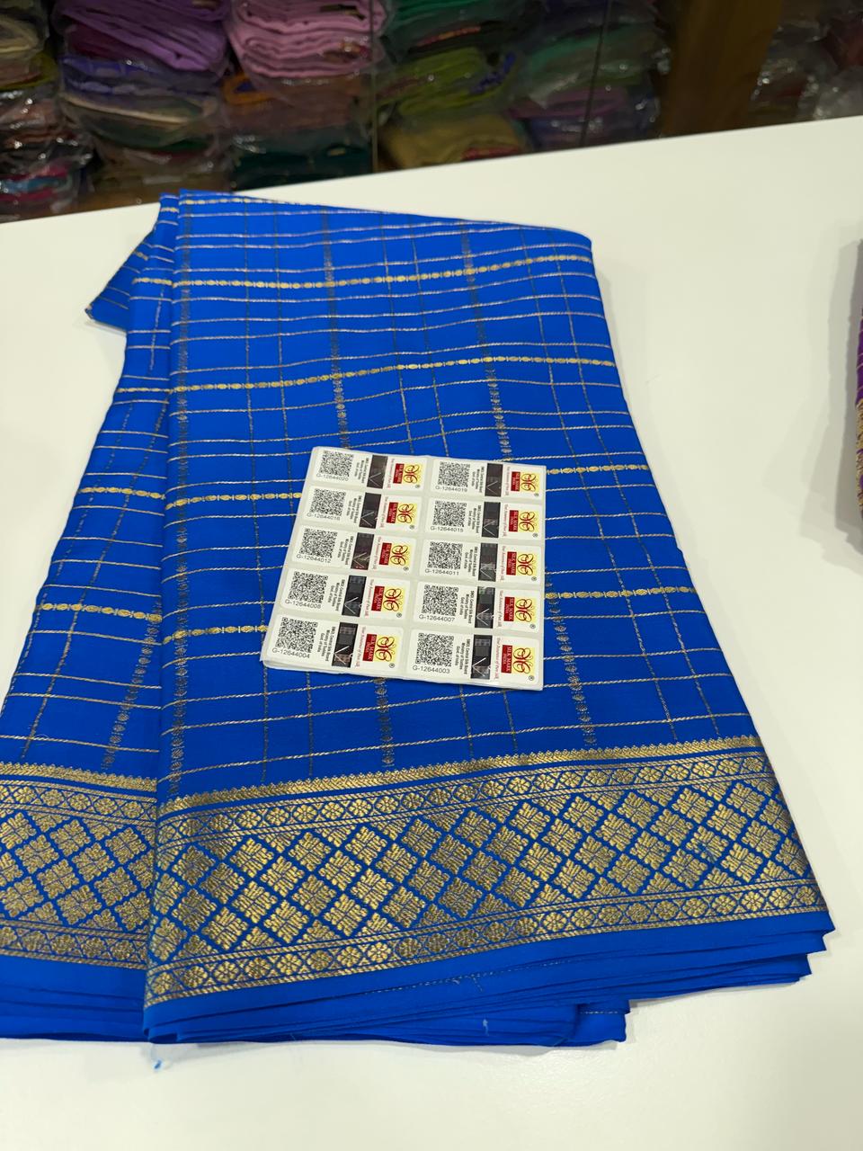 Pure Mysore Silk Checked Saree