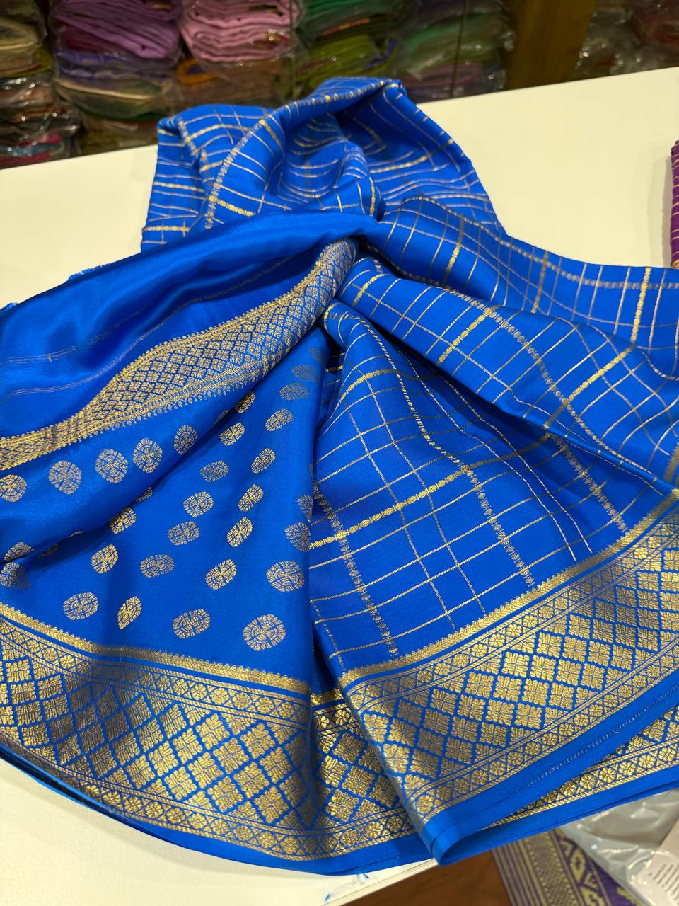 Pure Mysore Silk Checked Saree