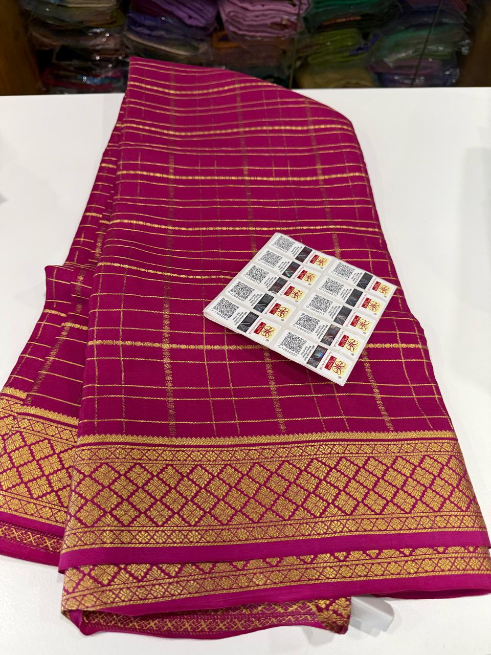 Pure Mysore Silk Checked Saree