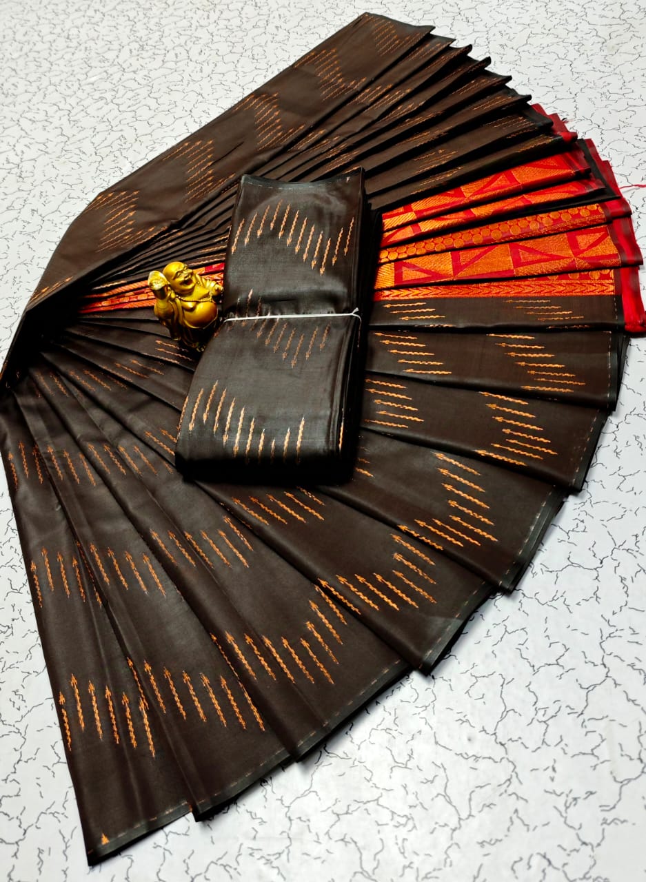Semi Soft Silk Butta Borderless Saree