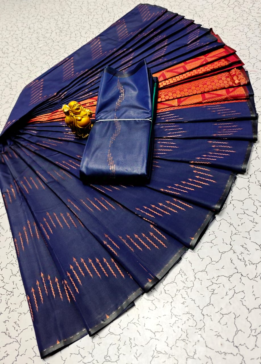 Semi Soft Silk Butta Borderless Saree