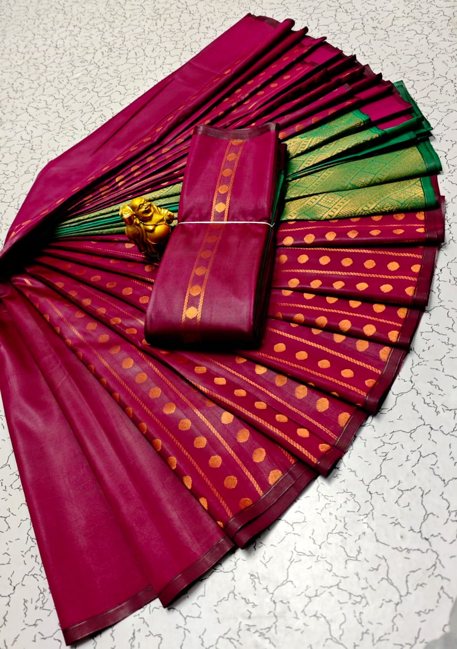 Semi Soft Silk Butta Borderless Saree