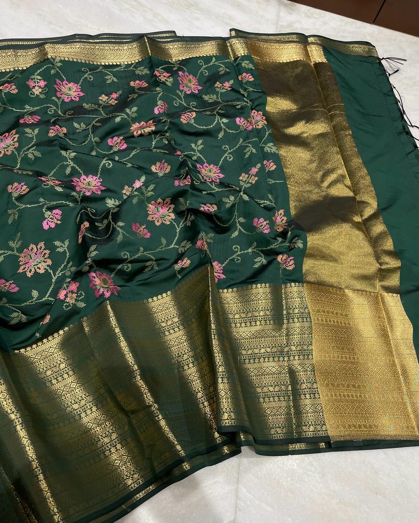 Banarasi Embroidery Soft Silk Saree