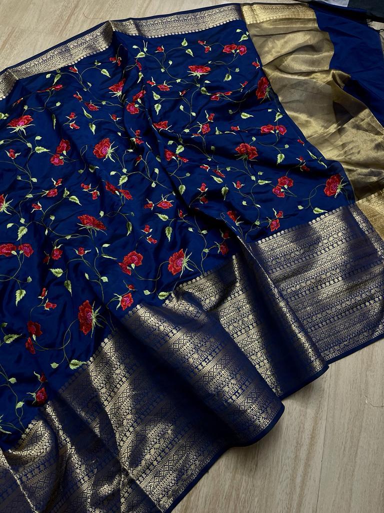 Banarasi Embroidery Soft Silk Saree