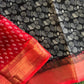 Black and red combo soft and smooth printed chanderi silk saree