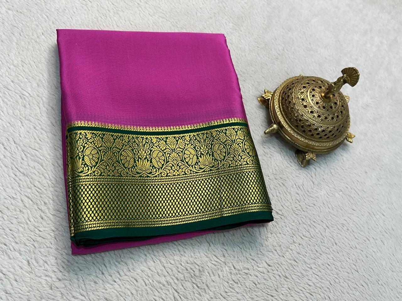 Contrast color pure mysore silk saree