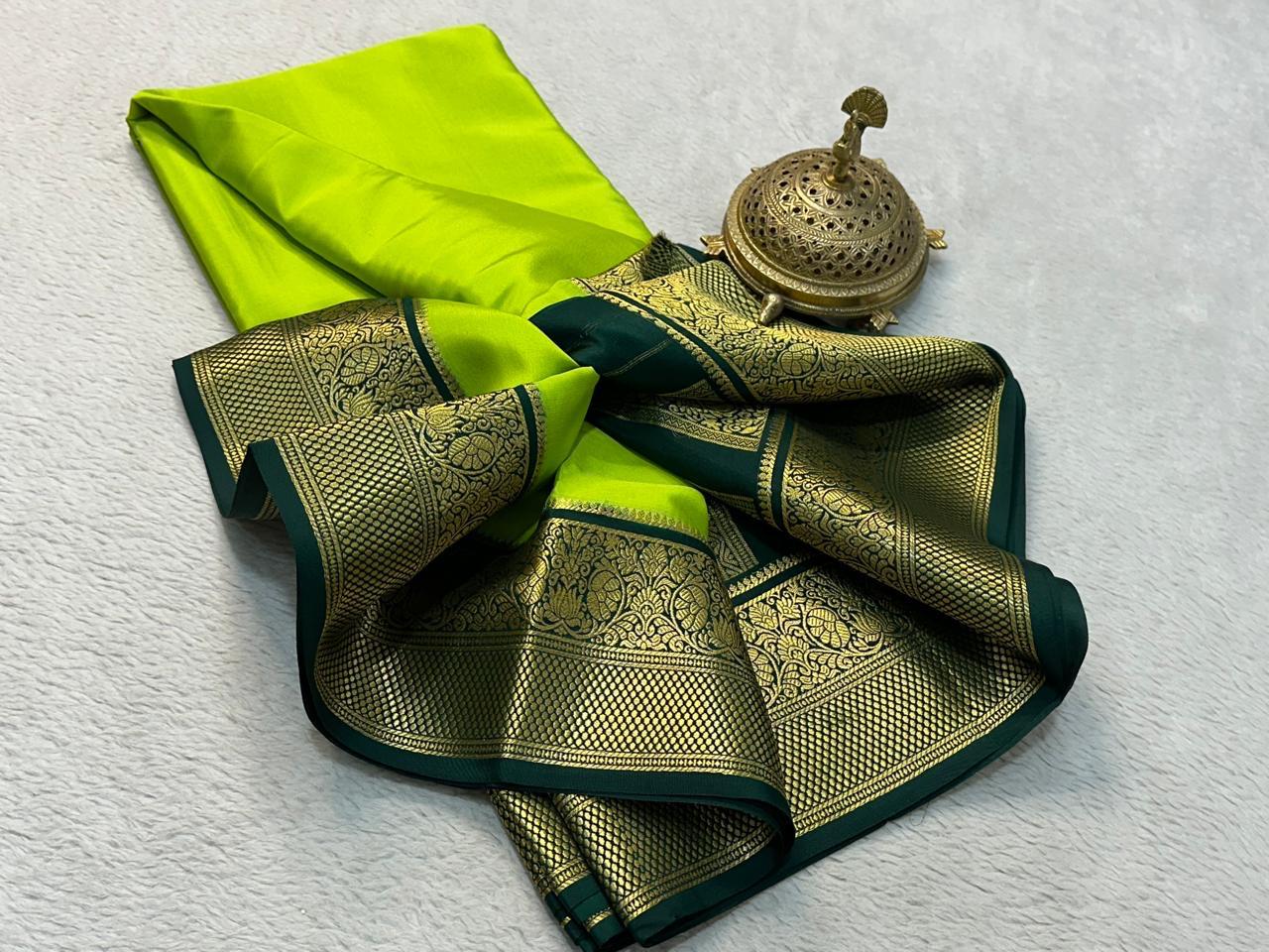 Contrast color pure mysore silk saree