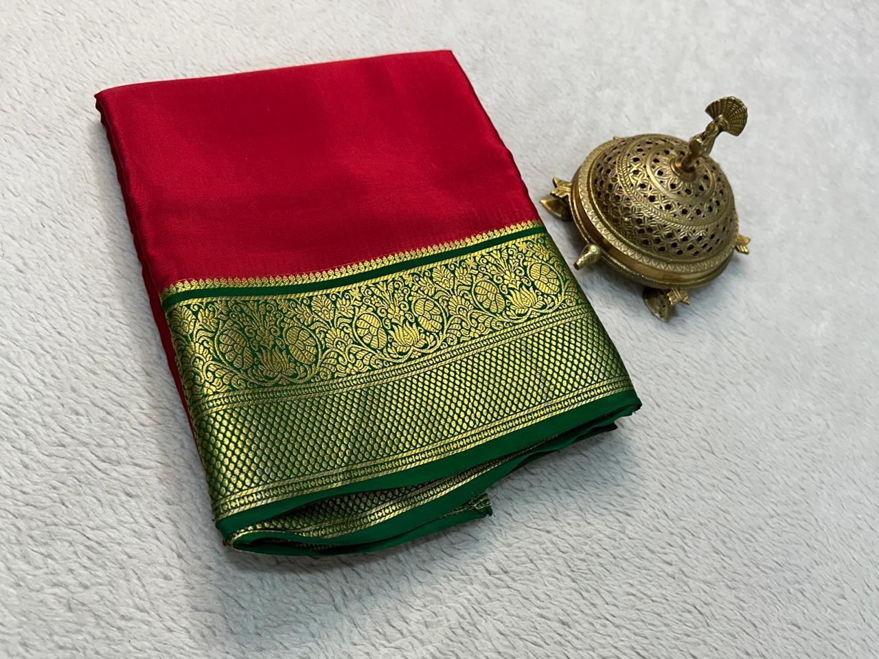 Contrast color pure mysore silk saree