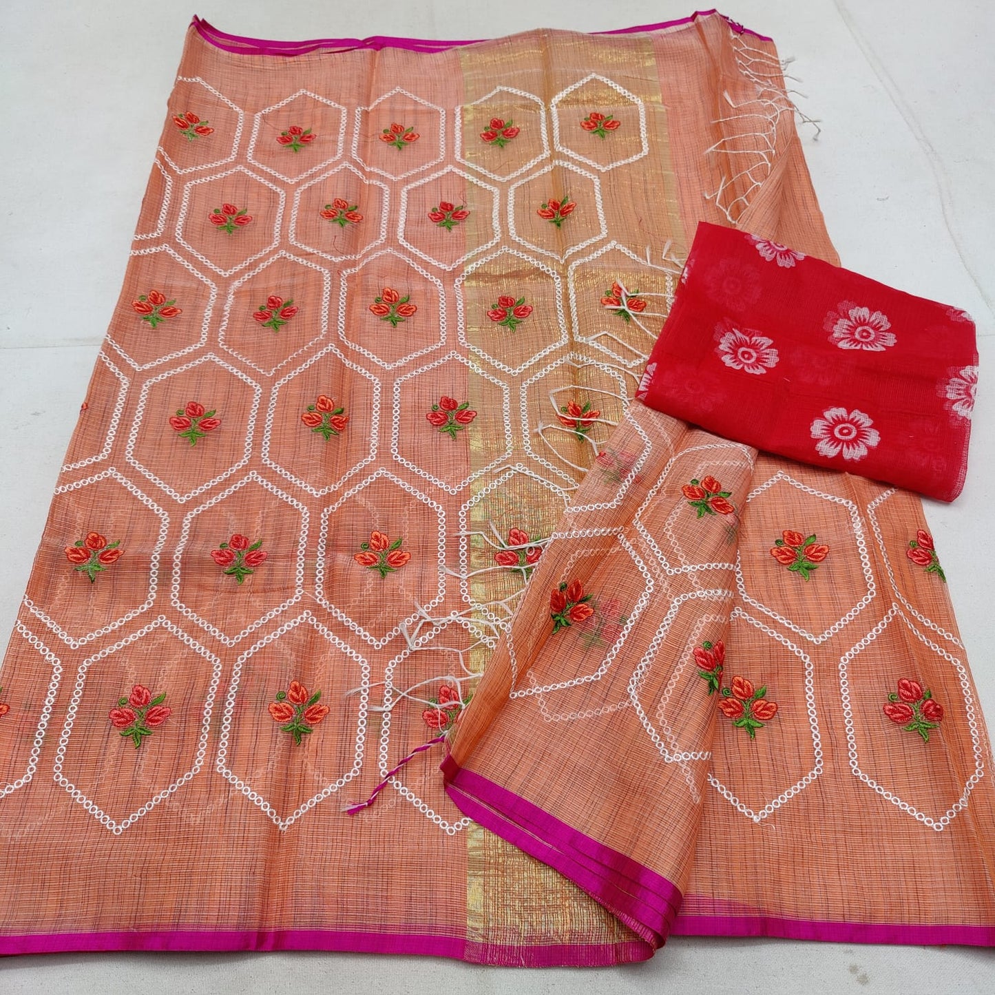 Cotton kota embroidery saree