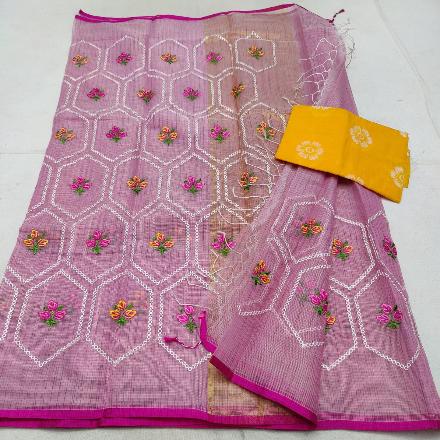 Cotton kota embroidery saree