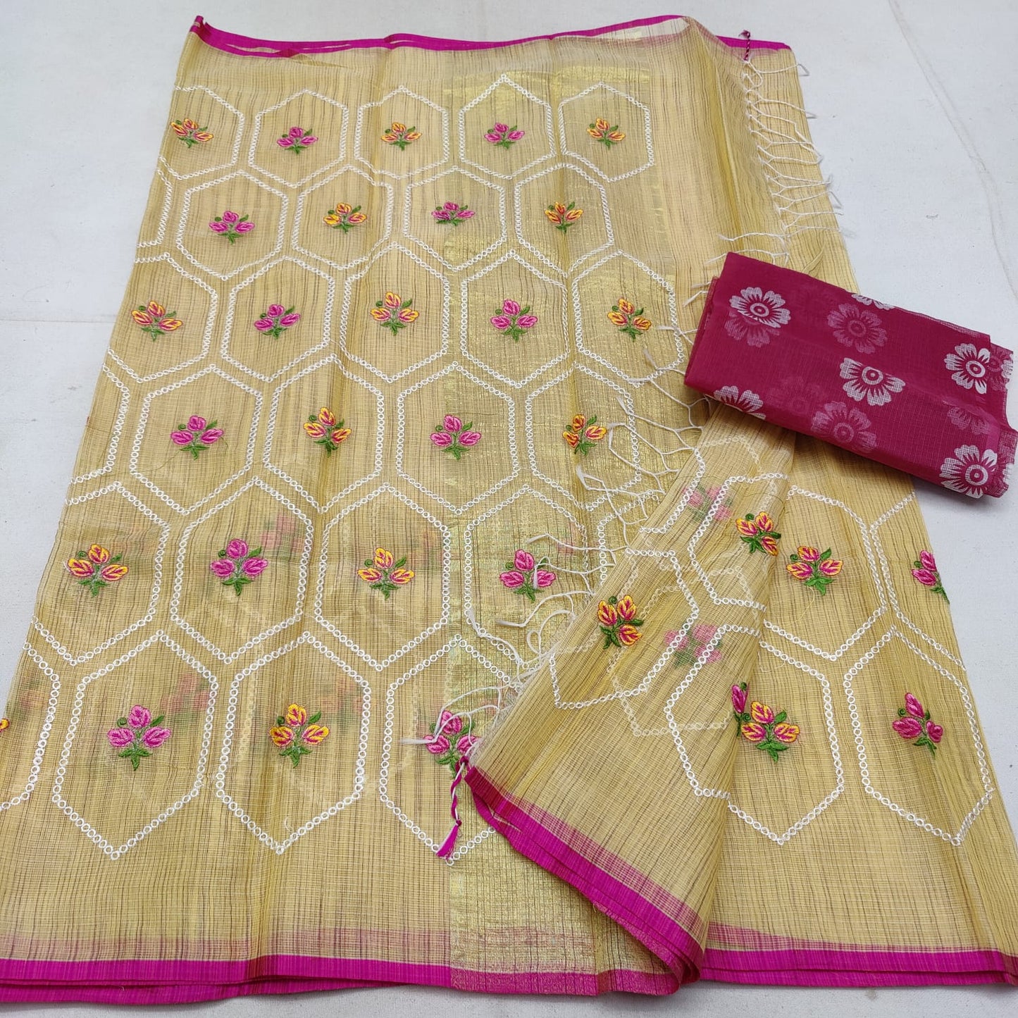 Cotton kota embroidery saree