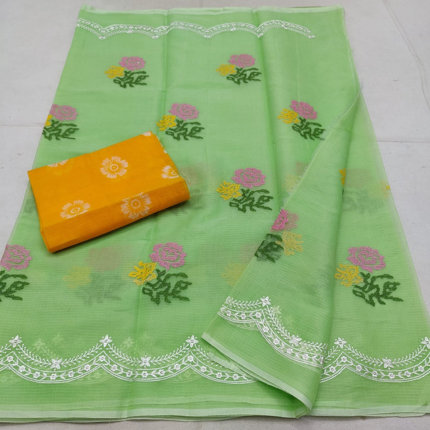 Cotton kota embroidery saree