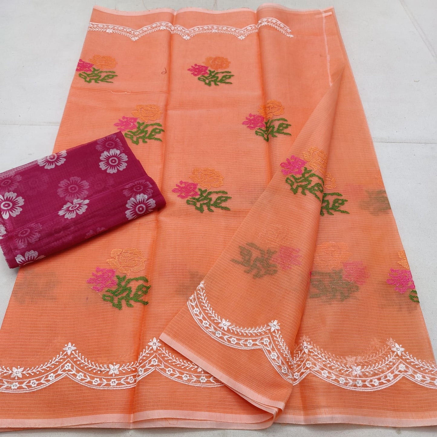Cotton kota embroidery saree