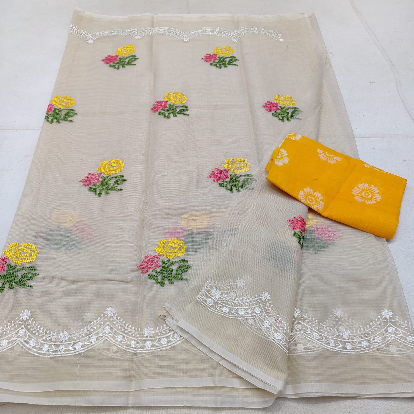 Cotton kota embroidery saree