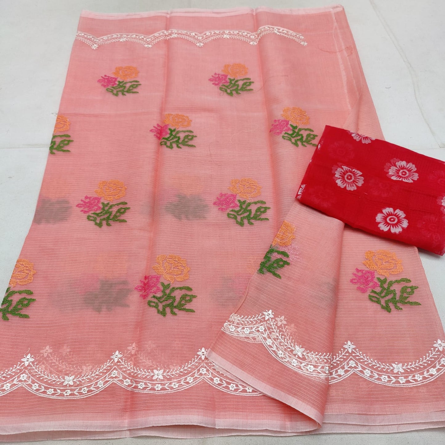 Cotton kota embroidery saree