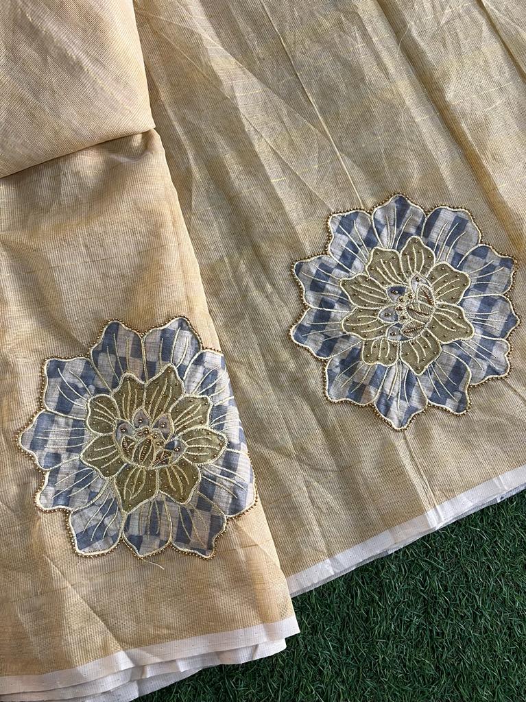 Customised kora cotton saree