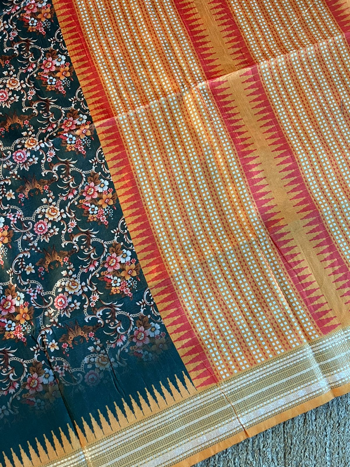 Digital kalamkari printed matka tussar silk saree