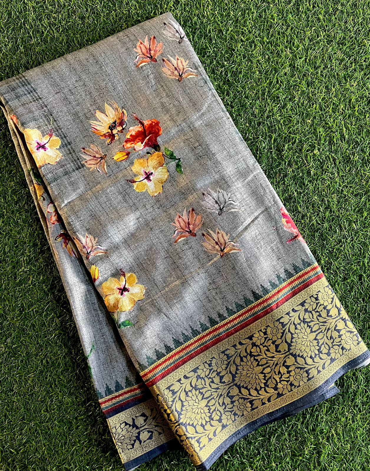 Digital printed matka viscose silk saree