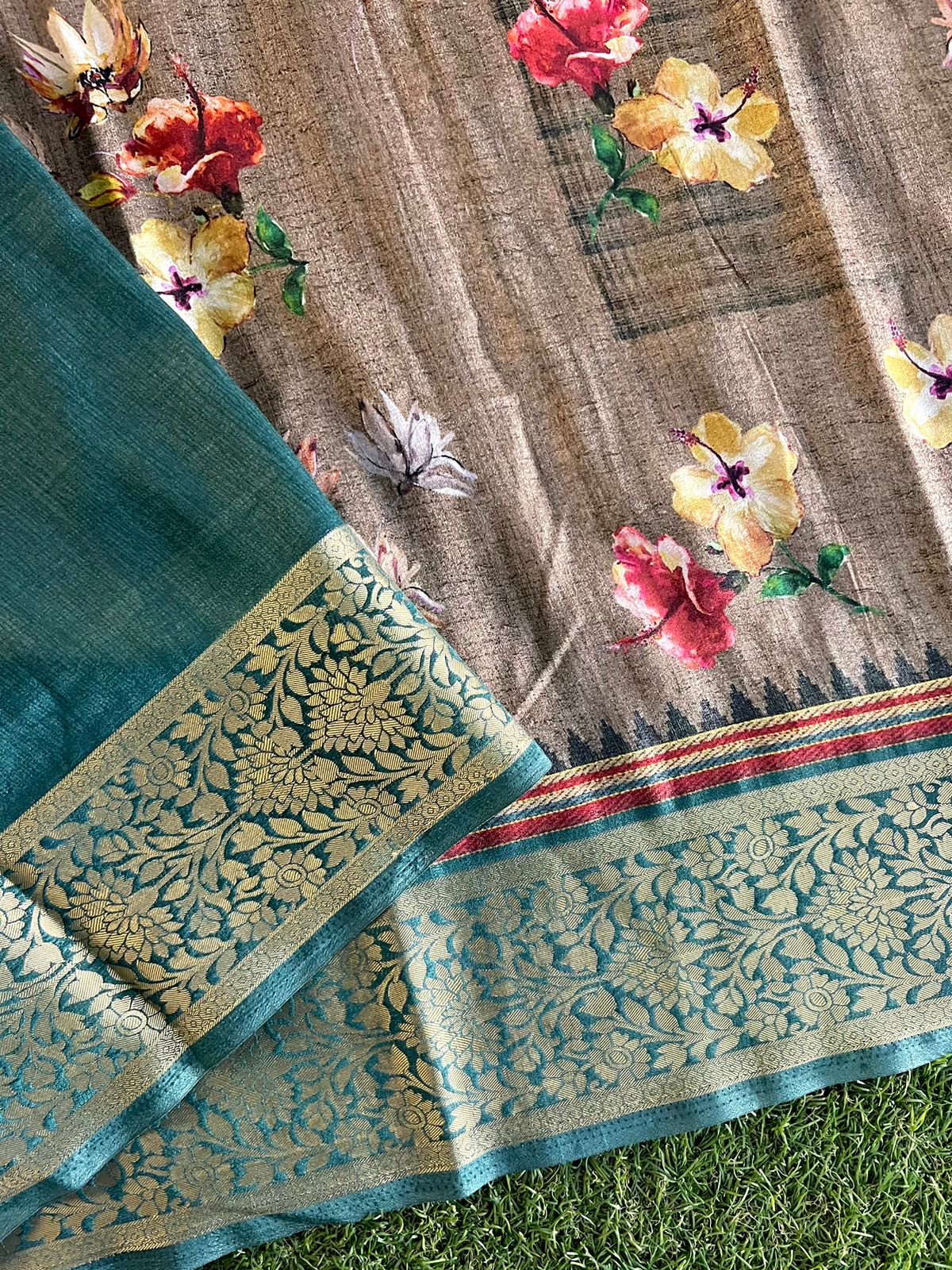 Digital printed matka viscose silk saree